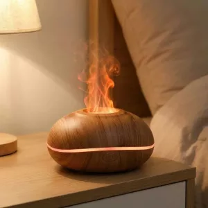Flame Fire légnedvesítő illóolaj-aromadiffúzor éjszakai fénnyel